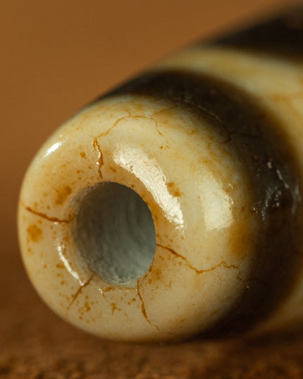 Yellow Tooth Double Tiger Teeth Old Dzi Beads Tibetan Millennium Dzi Beads Calcification