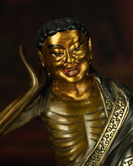 Qing Dynasty Venerable Milarepa Tibetan antique Buddha statue illumination Ganzi Monastery
