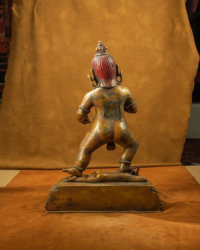16th Century Black Jambhala Tibetan Antique Buddha Statue Purple Lima Copper Big Size Sholdopal Made