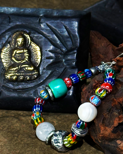 Ancient Colored Glaze Pearl Multi-Blessing Bracelet