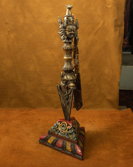 19th Century Giant Three-faced Hayagriva Tibetan Antique Vajra Purple Lima Copper
