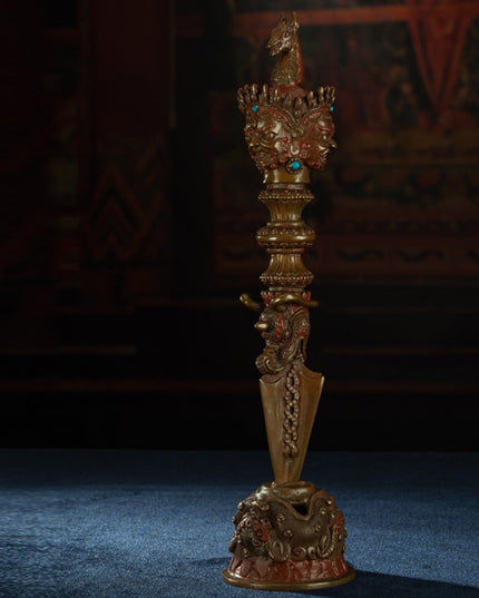 19th Century Puba King Kong Hayagriva Three-Sided Dharmapāla Tibetan Copper – Tashi Triling Ceremonial Artifact