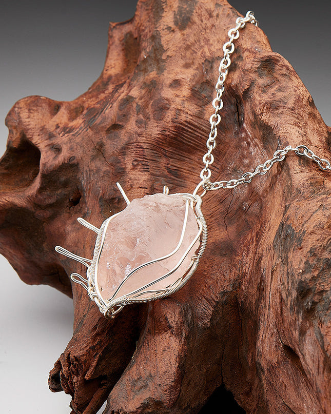 Eternal Love Rose Quartz Sterling Silver Pendants