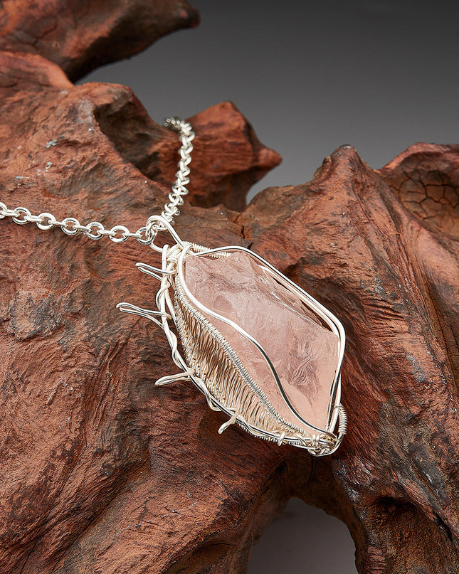 Eternal Love Rose Quartz Sterling Silver Pendants