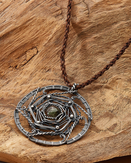 Healing Energy Mandala Crystal Quartz Silver Pendants