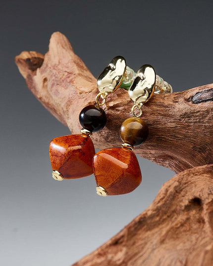 Wealth Energy Tiger's Eye Earrings
