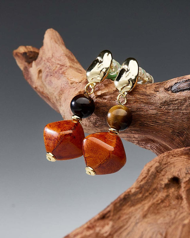 Wealth Energy Tiger's Eye Earrings