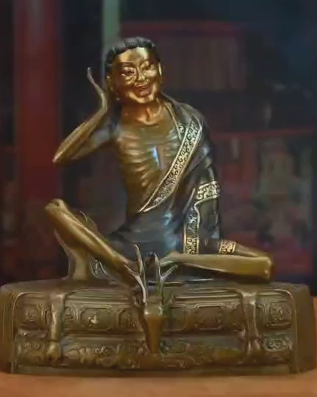 Qing Dynasty Venerable Milarepa Tibetan antique Buddha statue illumination Ganzi Monastery