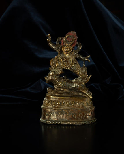 Ming Dynasty Statue of Yama, the Lord of the Underworld Antique Tibetan Buddhist Statue Gilded Tibet