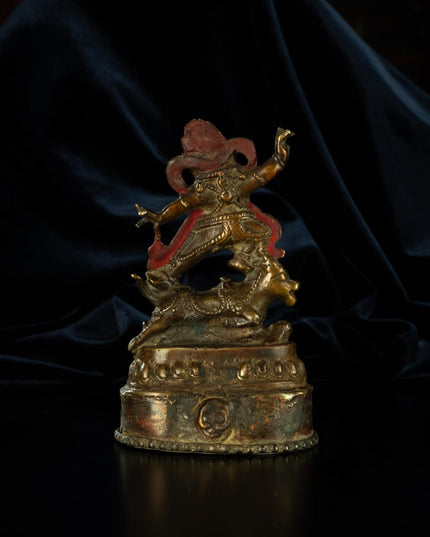 Ming Dynasty Statue of Yama, the Lord of the Underworld Antique Tibetan Buddhist Statue Gilded Tibet