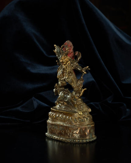 Ming Dynasty Statue of Yama, the Lord of the Underworld Antique Tibetan Buddhist Statue Gilded Tibet