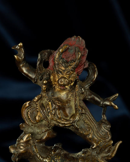 Ming Dynasty Statue of Yama, the Lord of the Underworld Antique Tibetan Buddhist Statue Gilded Tibet