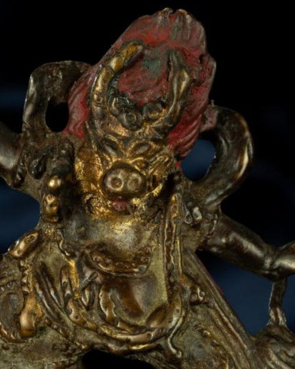 Ming Dynasty Statue of Yama, the Lord of the Underworld Antique Tibetan Buddhist Statue Gilded Tibet