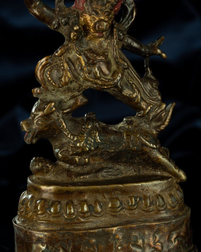 Ming Dynasty Statue of Yama, the Lord of the Underworld Antique Tibetan Buddhist Statue Gilded Tibet
