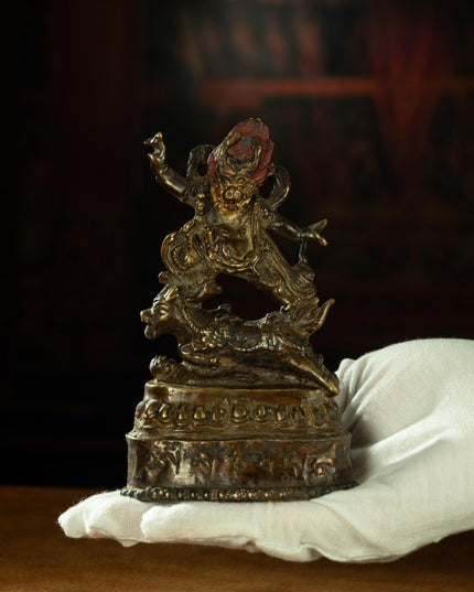 Ming Dynasty Statue of Yama, the Lord of the Underworld Antique Tibetan Buddhist Statue Gilded Tibet