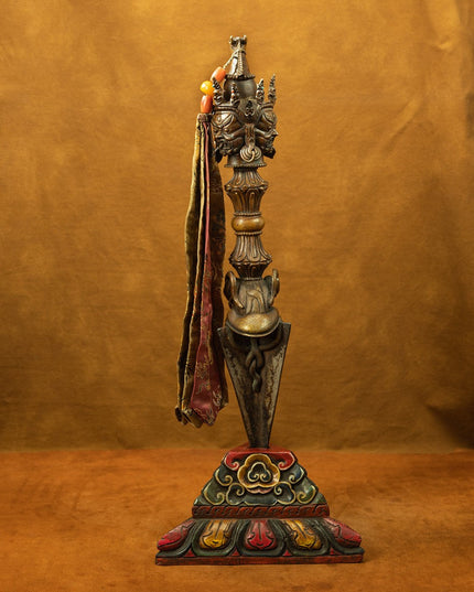 19th Century Giant Three-faced Hayagriva Tibetan Antique Vajra Purple Lima Copper