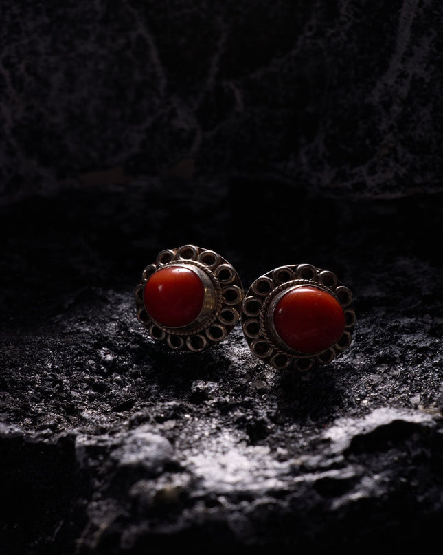 Vital Energy Red Coral Stud Earrings – Sterling Silver Love & Vitality