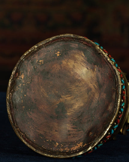 Qing Dynasty Old Kadam Pagoda Tibetan light antique full of gold and water inlaid with gems