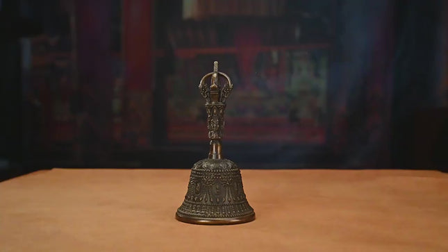 Qing Dynasty Five-Pronged Vajra Demon Subduing Bell Tibetan Dharma Weapon Copper Managing Tibet