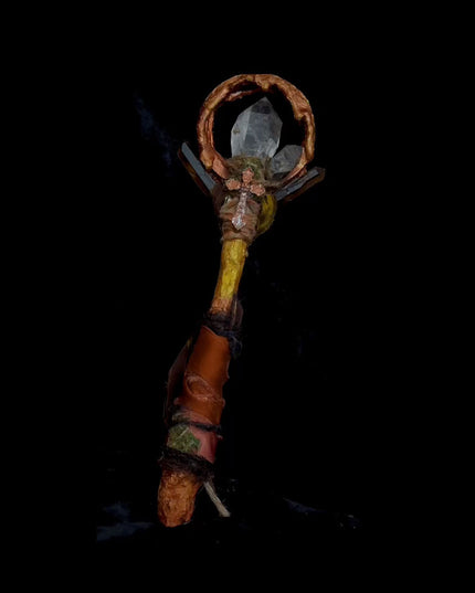 Tibetan God of Wealth & Health Magic Wand Tibetan Quartz Crystal Handmade