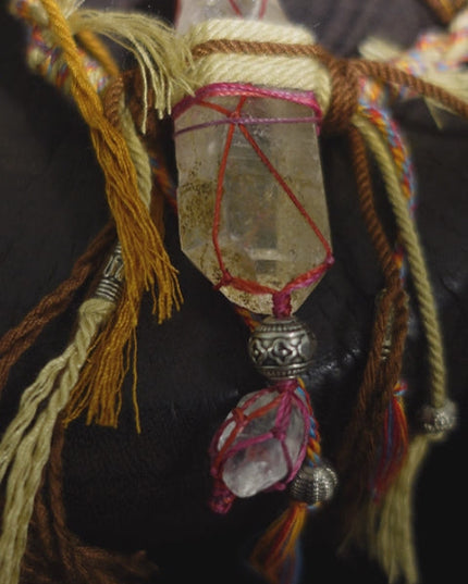 Tibetan Quartz & Clear Quartz Handwoven Necklace