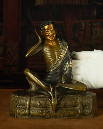 Qing Dynasty Venerable Milarepa Tibetan antique Buddha statue illumination Ganzi Monastery