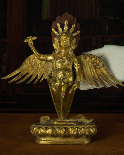 Qing Dynasty Puba Vajra subdues demons and protects the Dharma Tibetan antique Buddha statue  gilt