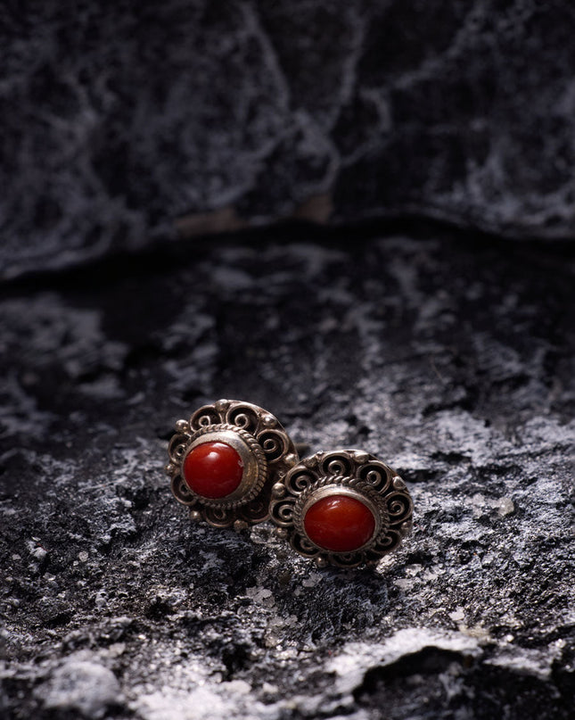 Vital Energy Red Coral Stud Earrings – Sterling Silver Love & Vitality
