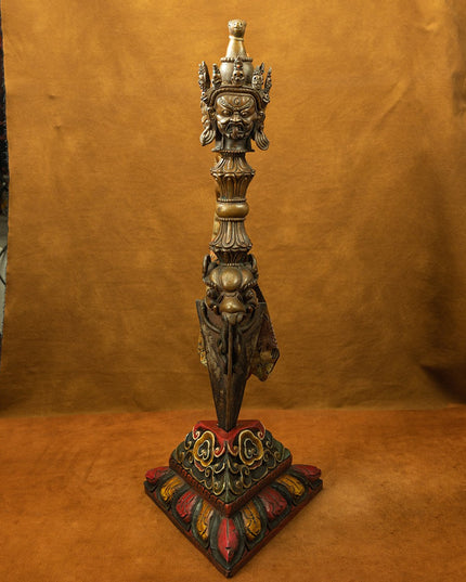 19th Century Giant Three-faced Hayagriva Tibetan Antique Vajra Purple Lima Copper