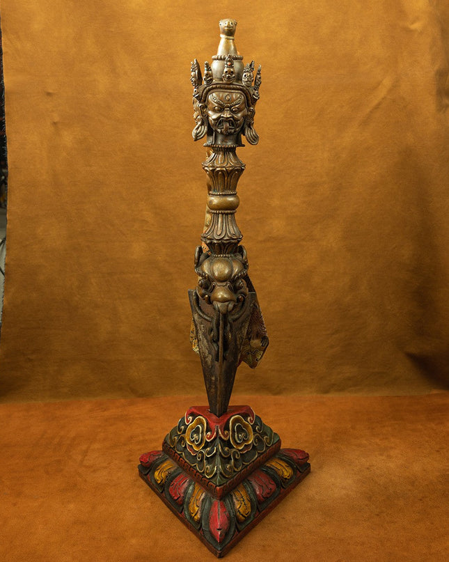 19th Century Giant Three-faced Hayagriva Tibetan Antique Vajra Purple Lima Copper