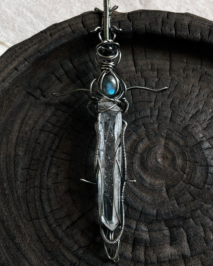 Guardian Blade of Light Clear Quartz Pendant
