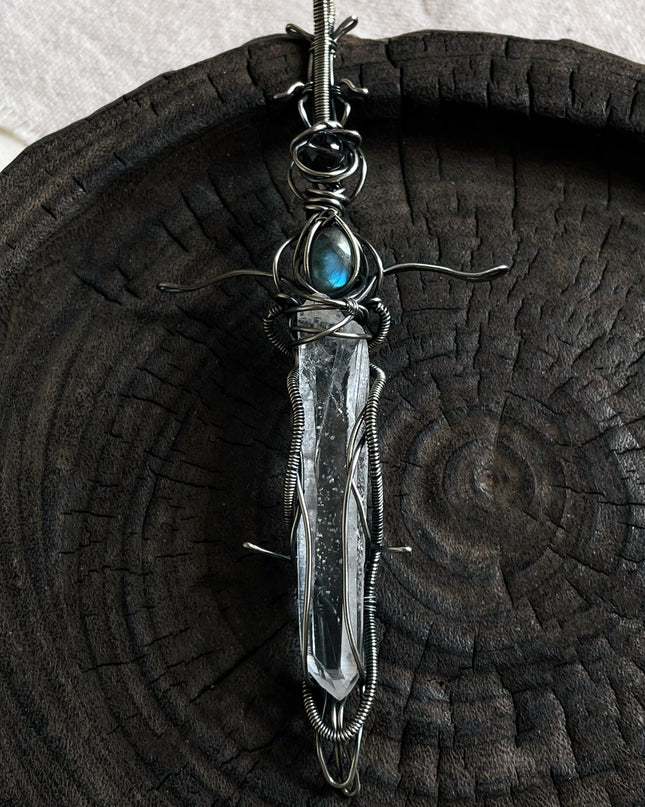 Guardian Blade of Light Clear Quartz Pendant