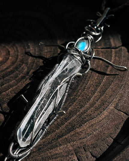 Guardian Blade of Light Clear Quartz Pendant