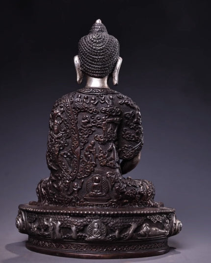 Amitābha Eternity Bronze Gilt Silver Tibetan Buddha Statue