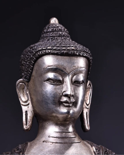 Amitābha Eternity Bronze Gilt Silver Tibetan Buddha Statue