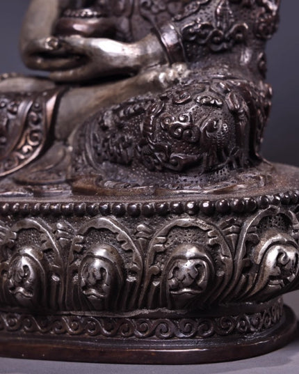 Amitābha Eternity Bronze Gilt Silver Tibetan Buddha Statue