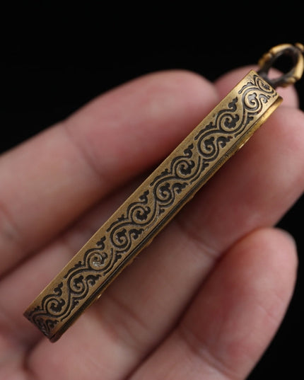 Zodiac Dog & Pig - Amitabha Buddha Tibetan Thangka Pendant Hand-painted with Gold Outline and Vajra Shell
