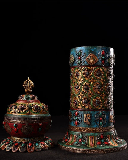 Auspicious Eight Treasures Incense Burner Bronze Inlaid with Precious Stones