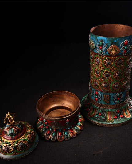 Auspicious Eight Treasures Incense Burner Bronze Inlaid with Precious Stones