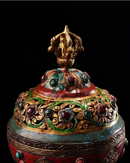 Auspicious Eight Treasures Incense Burner Bronze Inlaid with Precious Stones