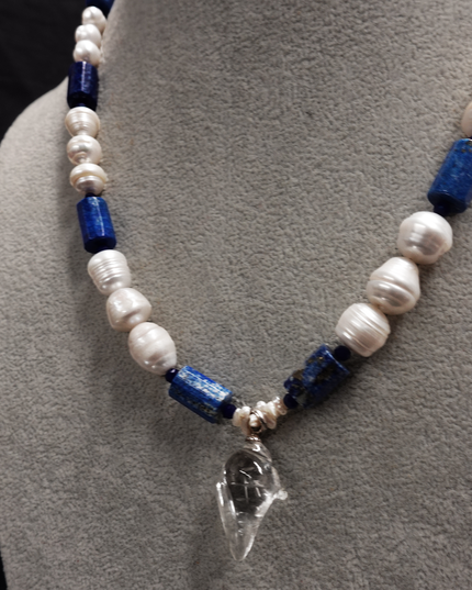 Sacred Lake Buddhist Chanting Lapis Lazuli Pearl Necklace