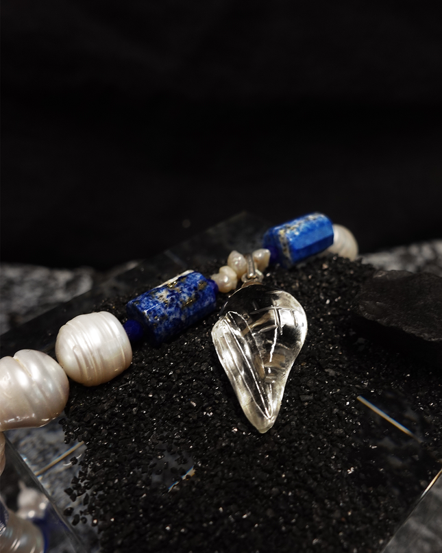 Sacred Lake Buddhist Chanting Lapis Lazuli Pearl Necklace