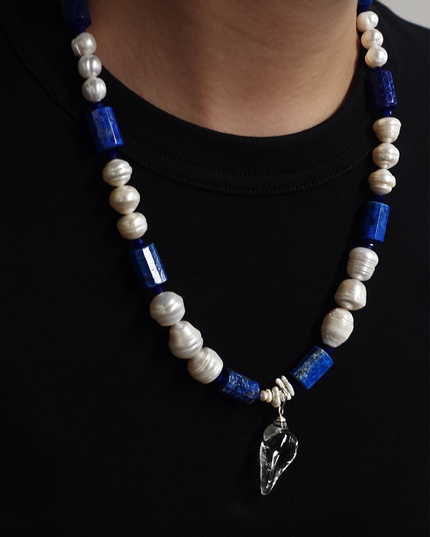Sacred Lake Buddhist Chanting Lapis Lazuli Pearl Necklace