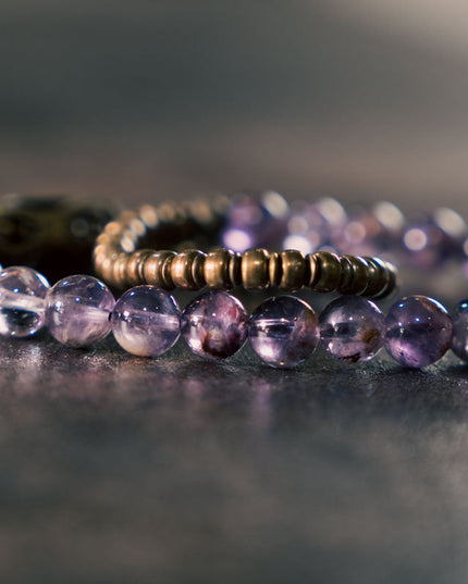 Sacred Balance Amethyst Ghost Bracelet with Brass