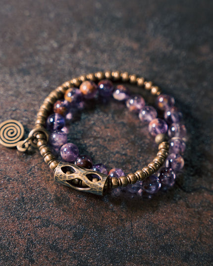 Sacred Balance Amethyst Ghost Bracelet with Brass