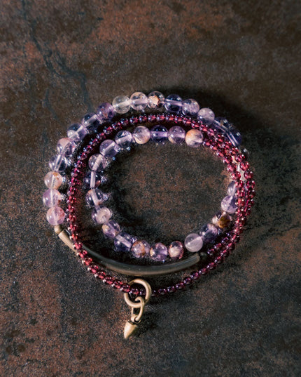 Spiritual Harmony Amethyst Ghost and Garnet Bracelet with Copper