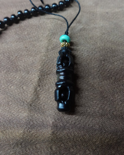【Unique Item】 Himalayan Goddess Lotus Double-sided Dzi Bead Necklace