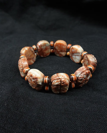 【Unique Item】 God of Wealth Mantra Dragon Pattern Sharira Beads Dzi Bead Bracelet
