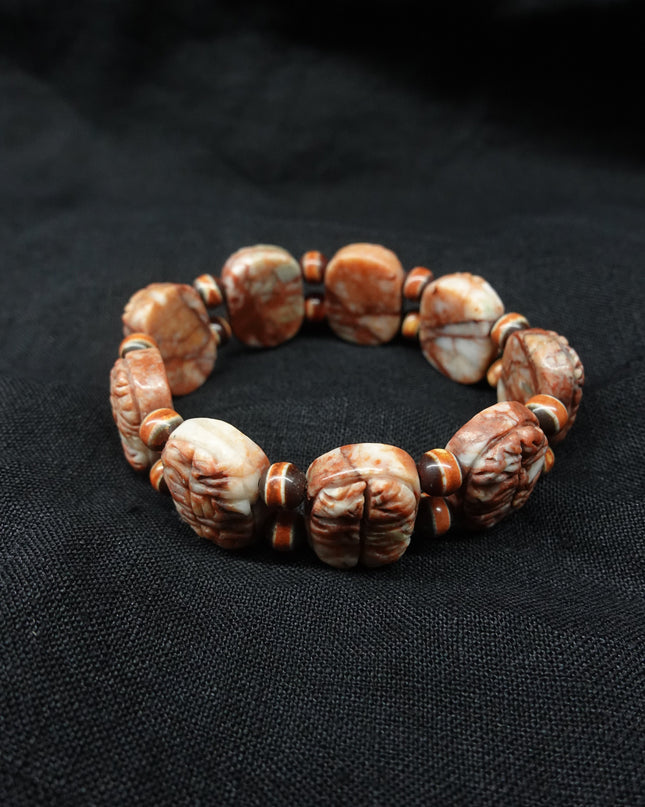 【Unique Item】 God of Wealth Mantra Dragon Pattern Sharira Beads Dzi Bead Bracelet
