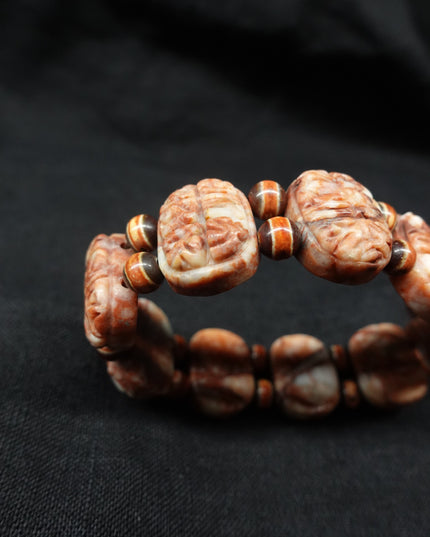 【Unique Item】 God of Wealth Mantra Dragon Pattern Sharira Beads Dzi Bead Bracelet